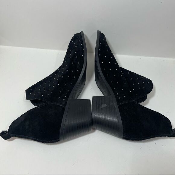 Lucky Brand Black Leather Peep Toe Ankle Booties - Picture 7 of 8